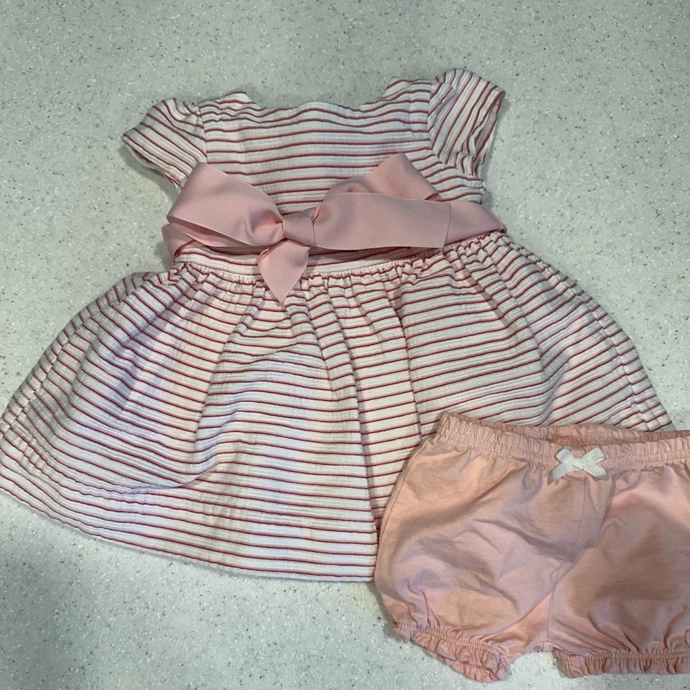 Ralph Lauren Cap Sleeved 3M Baby Girl Dress & Carter’s Bloomers! Pink & …